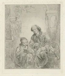 Girl Reading to a Man from a Book