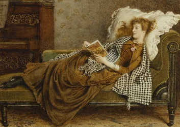 A Young Lady Reading in an Interior