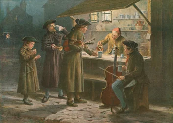 The Christmas Waits Refreshing at a Night Stall
