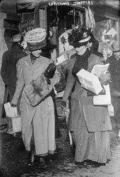 Christmas shoppers, c.1910