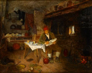 A Rustic Home: Reading the News, 1855