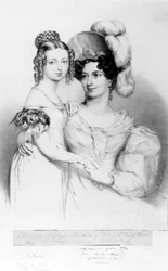 Queen Victoria and her mother Princess Victoria, Duchess of Kent and Strathearn, engraved by Richard James Lane