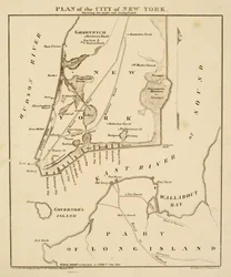Plan of the city of New York showing the made and swampland, 1856