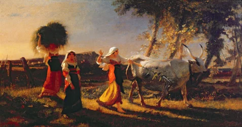 Italian Peasant Women in the Campagna Driving an Ox