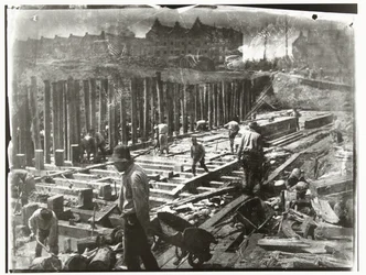Construction Workers in a Construction Pit on Van Diemenstraat in Amsterdam