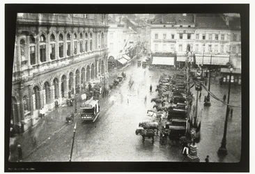 View of Brussels-North Station and Rogier Square in Brussels