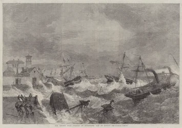 The Recent Gale, Wrecks at Kingstown, Bay of Dublin