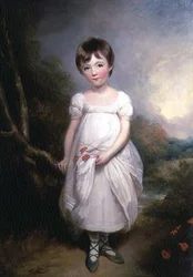 Portrait of a young girl in a white dress