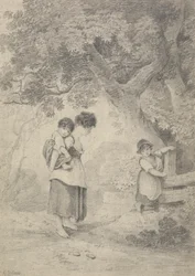 Study of a Girl with Two Children at a Stile