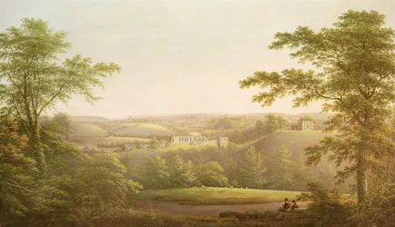 Easby Hall and Easby Abbey with Richmond, Yorkshire, in the Background