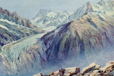 The Mer de Glace from La Flegere (color lithograph)