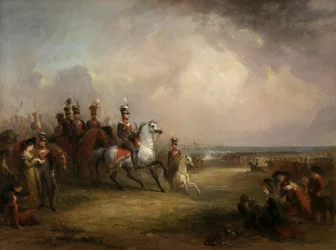 Colonel Sir John Leicester, Bt, and the Kings Cheshire Yeomanry Cavalry Exercising on the Sands at Liverpool