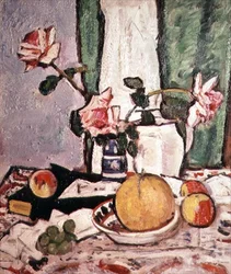 Still Life of Roses and a Grapefruit
