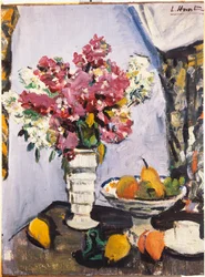 Summer Blossom and a Bowl of Fruit, with a Cup and Saucer