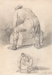 A Man Lifting a Trunk, Two Studies on One Sheet