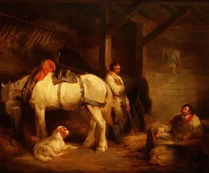 Labourers and Carthorses in a Stable Interior
