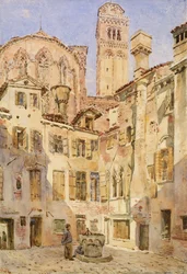 The Church of the Frari, Venice, from the Campiello San Rocco, 1854