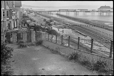 The beach at Shanklin, showing Admiralty scaffolding