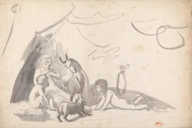 Children with a Goat and a Dog