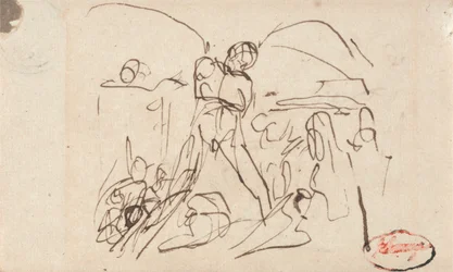 Figure Composition; Possibly Samson and Delilah