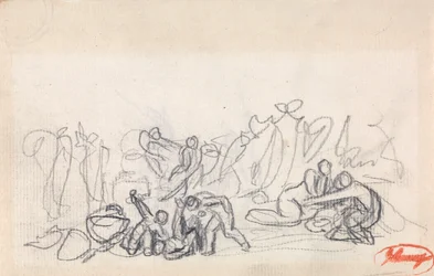 Group of Figures, Possibly Women and Children Playing