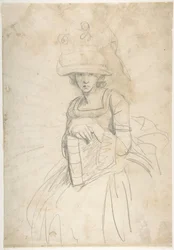 Lady Holding a Book (recto); Plan of Placing Colors on a Palette (verso)