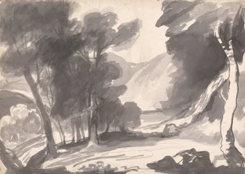 Landscape Study: Copse, Lake, and Mountains