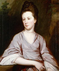 Portrait of Miss Joan Knatchbull, Seated Half Length Wearing a Mauve Dress and a Pearl Necklace