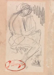 Seated Figure Playing a Harp