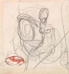 Seated Figure with Helmet and Shield
