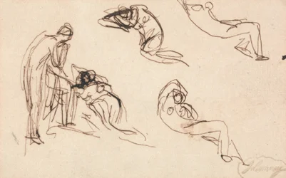 Standing Figure and Four Reclining Figures