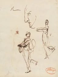 Study of Two Figures and a Face