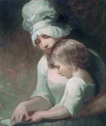 A Mother and Child Reading (Mrs Cumberland and her son)