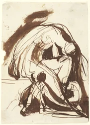 Woman in Sorrow with Two Children
