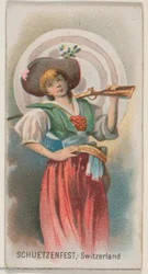 Schuetzenfest, Switzerland, from the Holidays series N80 for Duke brand cigarettes, 1890