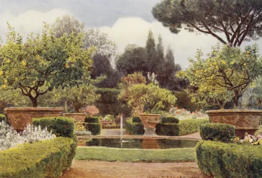 Italian Gardens: The Parterre, Villa Colonna (colour litho)