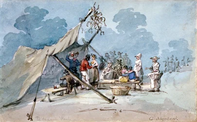 View of people attending Peckham Fair, London