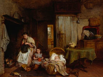 A Sewing Lesson by the Fire, 1867