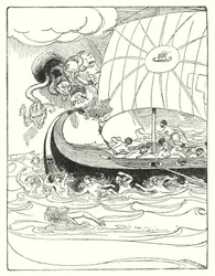 And they caught the ship and guided her, and passed her on from hand to hand