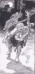 While they lay sleeping, came down the terrible men, from The Heroes published by George Allen and Unwin 1929