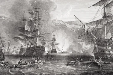 The Bombardment of Algiers, 27 August 1816, from “Illustrations of English and Scottish History”, Volume II