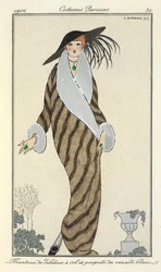 "Libeline Coat with White Fox Collar and Cuffs"