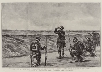 The War in the East, Japanese Infantry Scouts making a Reconnaissance near Ping Yang