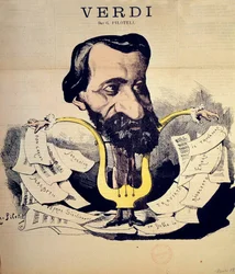 Cartoon of the composer Giuseppe Verdi by Pilotell