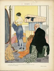 Illustration by Georges Leonnec in Le Lire - Logic - Fashion, Hat, Internal Architecture, Lives of the Rich - Women