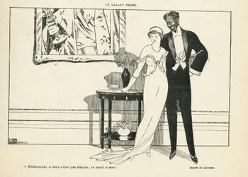 Illustration by Georges Leonnec (1881-1940) in Le Lire, 20/07/12 - The gallant Black man - Love, xenophobia - Black