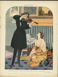 Illustration by Georges Leonnec in Le Rire - Turkey - Music, Violin