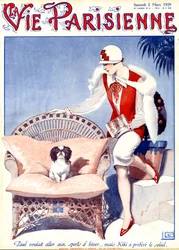 Paul wished to go skiing... but Kiki prefers the sunshine - illustration from La Vie Parisienne