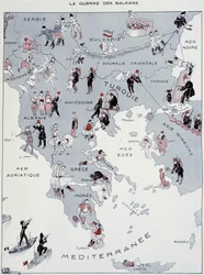 The Balkan War: Map of the War Theatre - in "La Vie Parisienne" of 26/10/1912