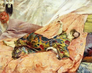 A Portrait of Sarah Bernhardt, Reclining in a Chinois Interior